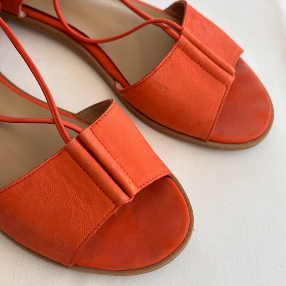Eileen Fisher Womens Rose Leather Sandal, Orange, Size 9 - Picture 7 of 11